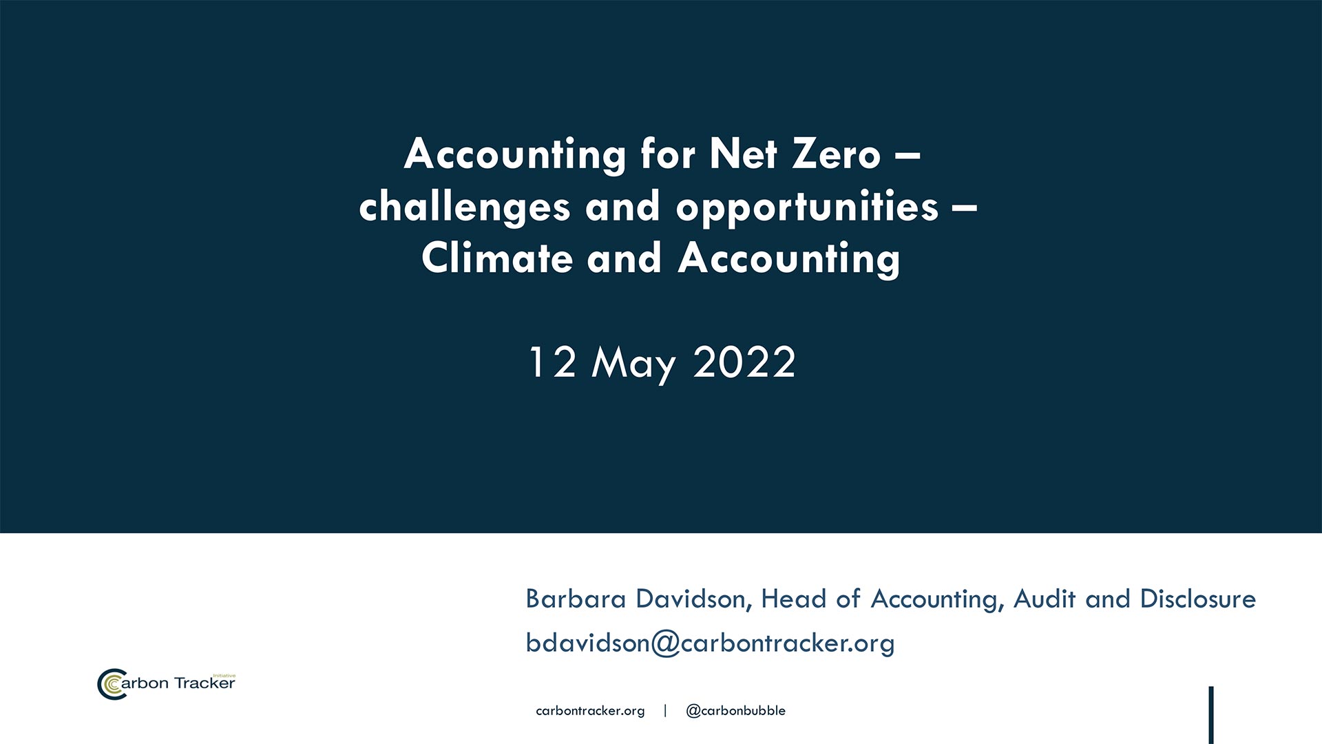 Accounting for net zero 12 May Barbara Davidson