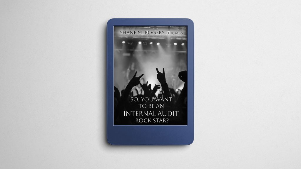 An ebook reader displaying the cover image of Shane Rodgers 'So, You Want To Be An Internal Audit Rock Star? '